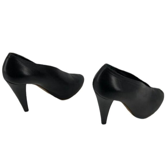 Celine Paris  Black V-Neck peep toe pumps high heel size 37 - Picture 3 of 14